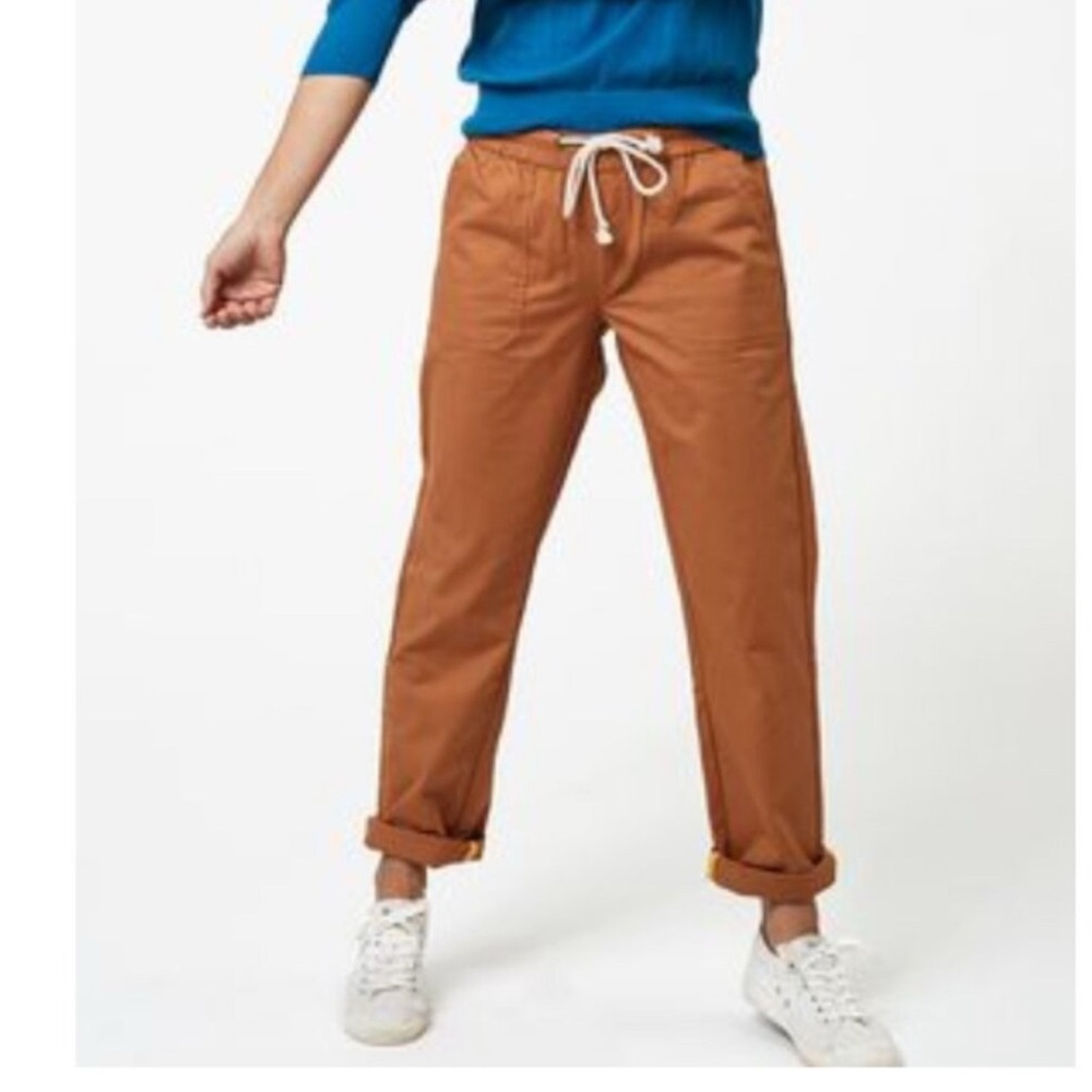 Pact Brown Stretch Organic Cotton Elastic Waist Drawstring Pants-M